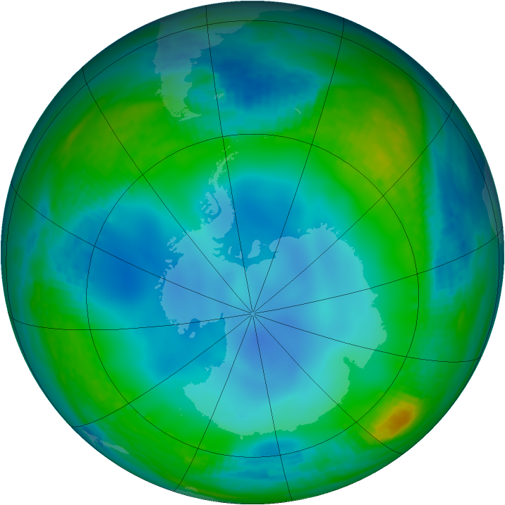 Antarctic ozone map for 28 June 1988